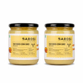 Pure Organic Cultured Desi Cow Ghee By Barosi | Rich In Vitamins A, E & Healthy Cow Desi Ghee Good For Cooking | 1 Litr (500ml * 2) 33.8 Ounce | Jar Pack